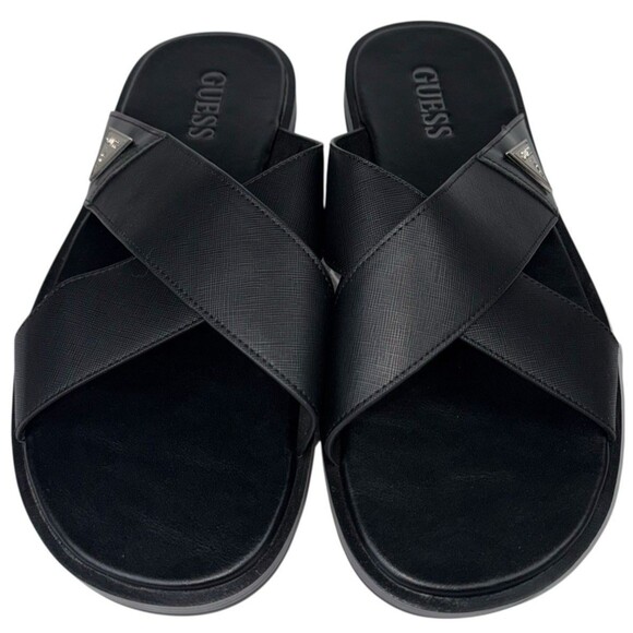 Guess Mens Size 7 Sandals Slides Slip On Black Shoes Summer Pool House Shoes New main image 5